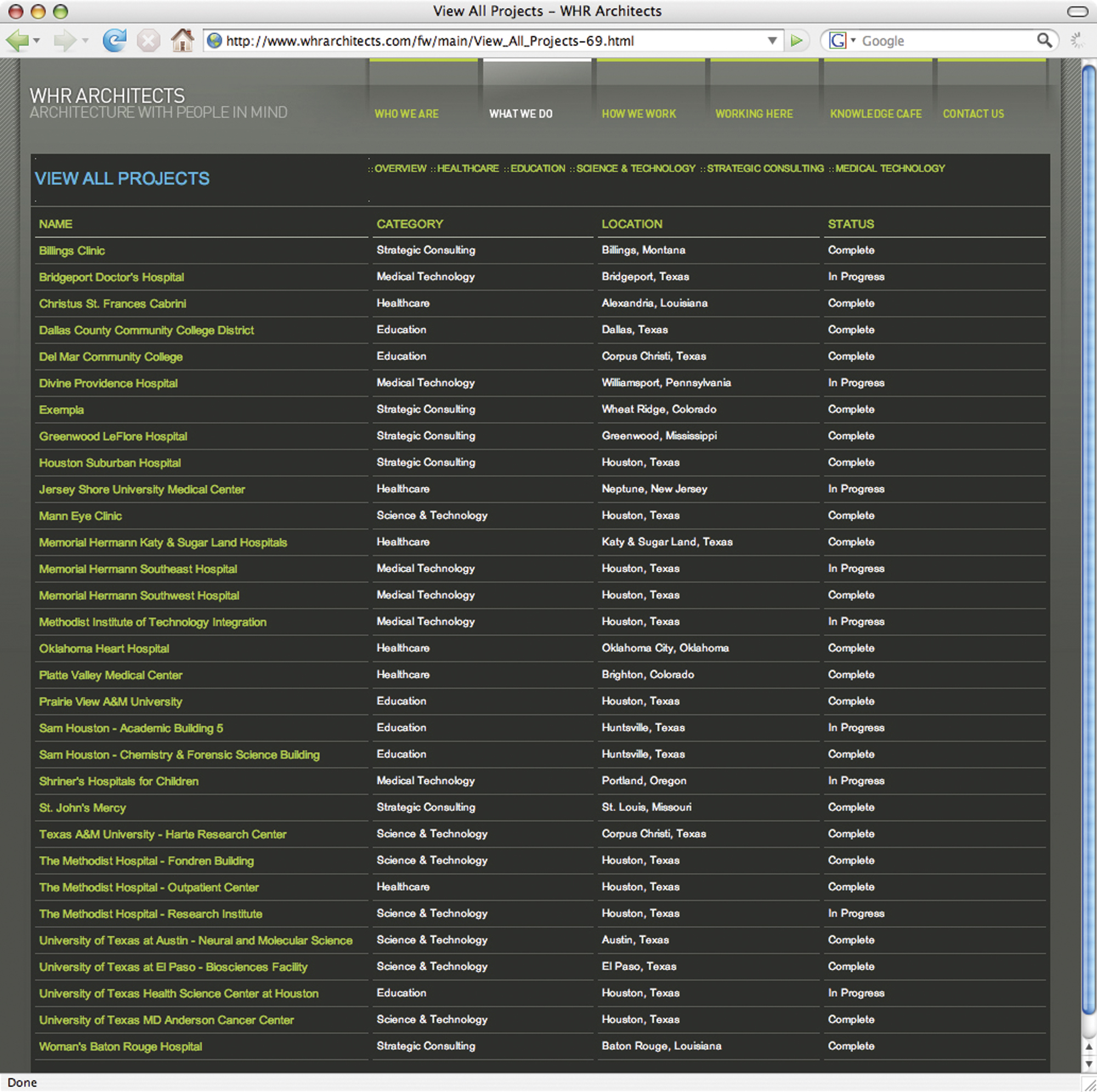 WHR Architects Web Site