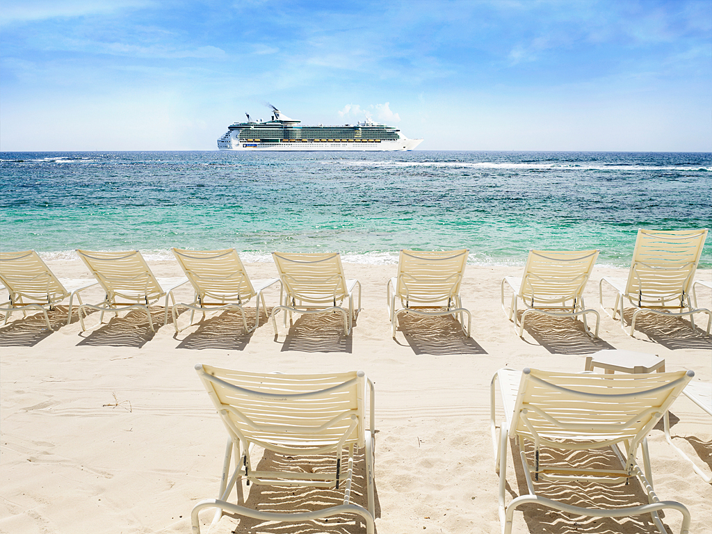 Cruise Ship By The Beach